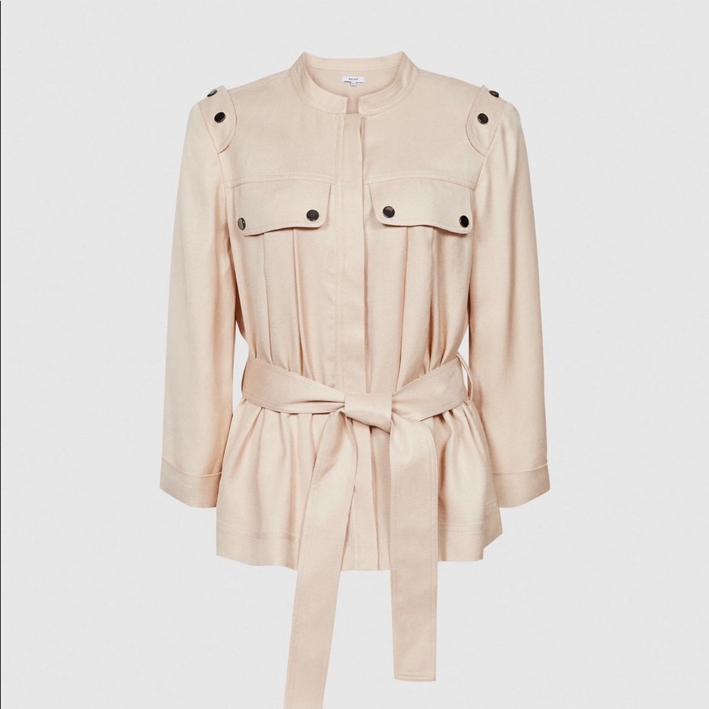 Reiss Olivia belted utility jacket neutral